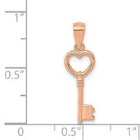 Load image into Gallery viewer, 14K Rose Gold 3D Polished Heart Key Charm
