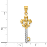 Load image into Gallery viewer, 14K w/ White Rhodium Polished Fleur De Lis Key Charm
