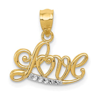 Load image into Gallery viewer, 14k w/Rhodium Diamond-cut LOVE Pendant
