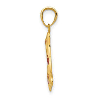 Load image into Gallery viewer, 14k Yellow Gold Dog Bone with Red Enamel Paw Prints Pendant
