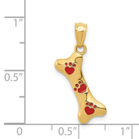 Load image into Gallery viewer, 14k Yellow Gold Dog Bone with Red Enamel Paw Prints Pendant

