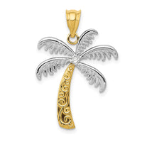Load image into Gallery viewer, 14K w/Rhodium Diamond Palm Tree Pendant
