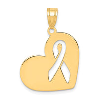 Load image into Gallery viewer, 14k Heart W/Cut Out Awareness Ribbon Charm

