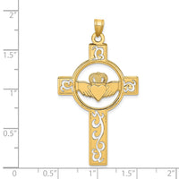 Load image into Gallery viewer, 14k Laser Cut Claddagh Cross Charm
