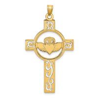 Load image into Gallery viewer, 14k Laser Cut Claddagh Cross Charm
