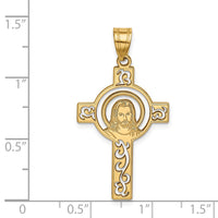 Load image into Gallery viewer, 14k Laser Cut Jesus Face Cross Charm
