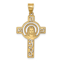 Load image into Gallery viewer, 14k Laser Cut Jesus Face Cross Charm
