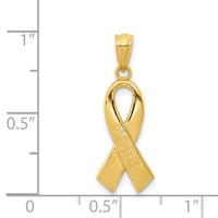 Load image into Gallery viewer, 14k Gold Polished HOPE Ribbon Pendant
