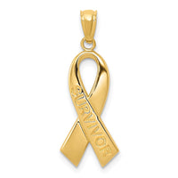 Load image into Gallery viewer, 14k Gold Polished SURVIVOR Ribbon Pendant

