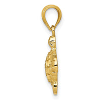 Load image into Gallery viewer, 14K Gold Polished and Textured Diamond-cut Turtle Pendant
