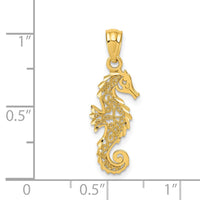 Load image into Gallery viewer, 14k Gold Polished Filigree Seahorse Pendant
