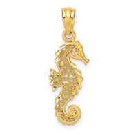 Load image into Gallery viewer, 14k Gold Polished Filigree Seahorse Pendant
