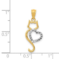 Load image into Gallery viewer, 14k Rhodium-Plated Polished Cat w/Heart Pendant
