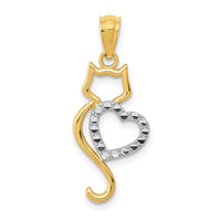 Load image into Gallery viewer, 14k Rhodium-Plated Polished Cat w/Heart Pendant
