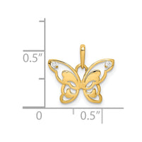 Load image into Gallery viewer, 14k Polished CZ Butterfly Pendant
