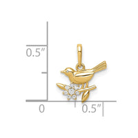 Load image into Gallery viewer, 14K Bird on a Branch CZ Pendant
