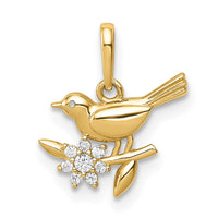 Load image into Gallery viewer, 14K Bird on a Branch CZ Pendant
