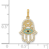 Load image into Gallery viewer, 14K Multi-colored CZ Hamsa Pendant
