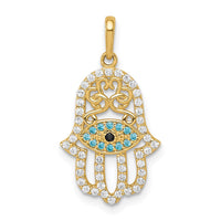 Load image into Gallery viewer, 14K Multi-colored CZ Hamsa Pendant
