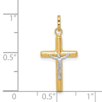 Load image into Gallery viewer, 14k with White Rhodium Polished Hollow Crucifix Charm
