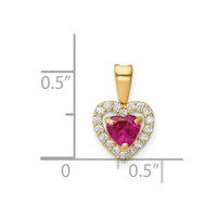 Load image into Gallery viewer, 14K Polished Red and Clear CZ Heart Pendant
