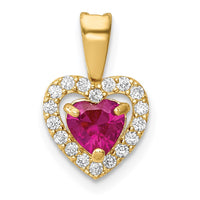 Load image into Gallery viewer, 14K Polished Red and Clear CZ Heart Pendant
