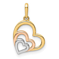 Load image into Gallery viewer, 14K w/Rose and White Rhodium Polished 3 Hearts Pendant
