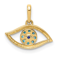 Load image into Gallery viewer, 14K Blue CZ Eye Pendant
