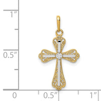Load image into Gallery viewer, 14K w/White Rhodium CZ Cross Pendant

