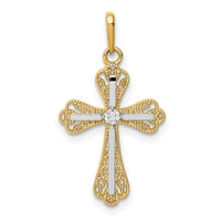 Load image into Gallery viewer, 14K w/White Rhodium CZ Cross Pendant
