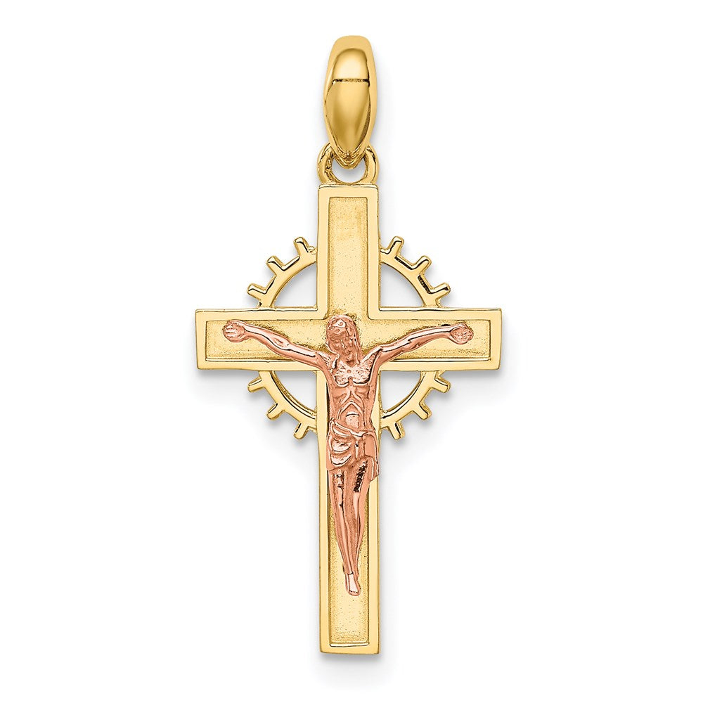 14K Two-tone Crucifix Pendant