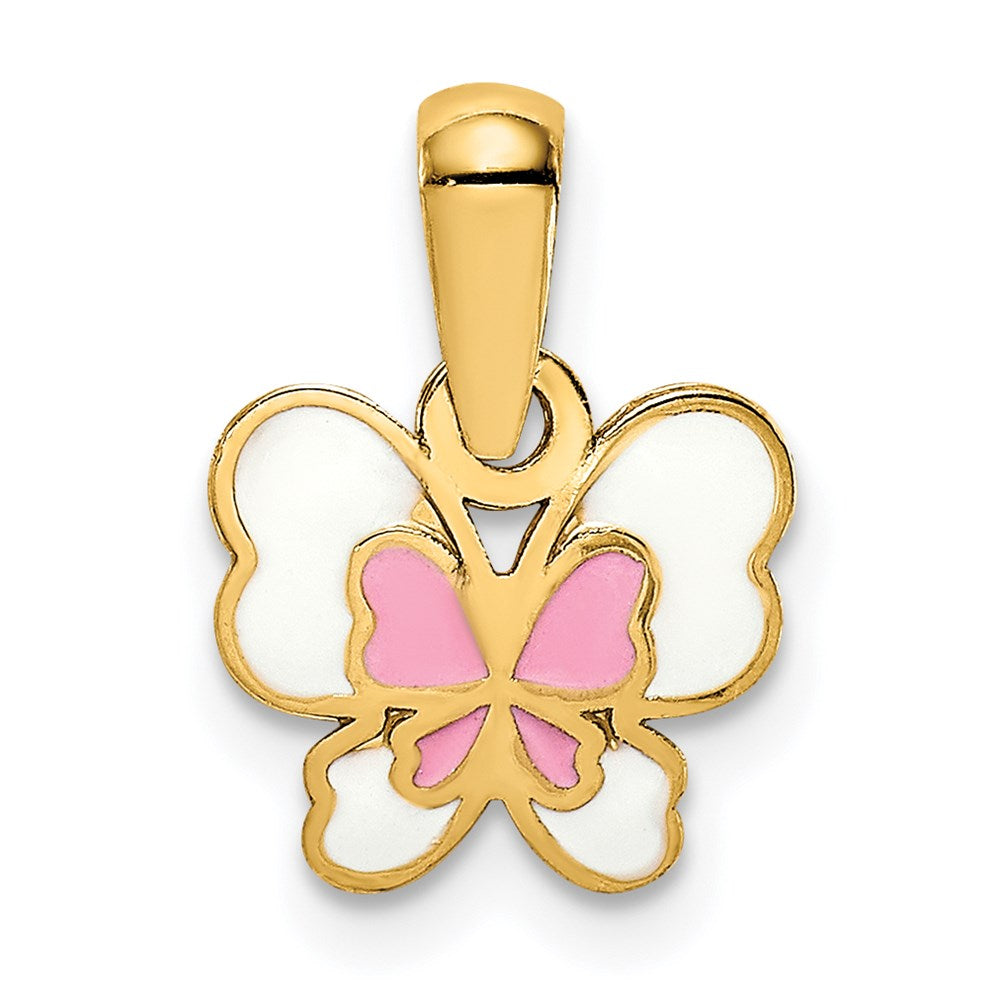14k Enamel Pink Butterfly Pendant