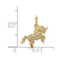 Load image into Gallery viewer, 14K Rearing Unicorn CZ Pendant
