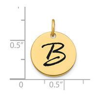 Load image into Gallery viewer, 14k Polished Black Enamel Letter B Initial Disk Charm
