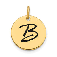 Load image into Gallery viewer, 14k Polished Black Enamel Letter B Initial Disk Charm
