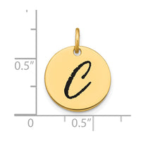 Load image into Gallery viewer, 14k Polished Black Enamel Letter C Initial Disk Charm
