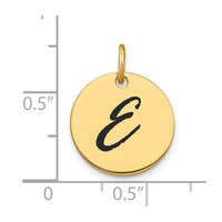 Load image into Gallery viewer, 14k Polished Black Enamel Letter E Initial Disk Charm
