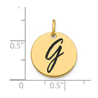 Load image into Gallery viewer, 14k Polished Black Enamel Letter G Initial Disk Charm
