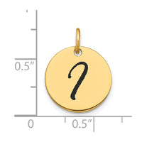 Load image into Gallery viewer, 14k Polished Black Enamel Letter I Initial Disk Charm
