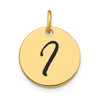 Load image into Gallery viewer, 14k Polished Black Enamel Letter I Initial Disk Charm
