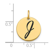 Load image into Gallery viewer, 14k Polished Black Enamel Letter J Initial Disk Charm
