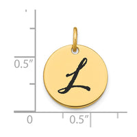 Load image into Gallery viewer, 14k Polished Black Enamel Letter L Initial Disk Charm
