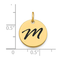 Load image into Gallery viewer, 14k Polished Black Enamel Letter M Initial Disk Charm
