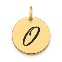 Load image into Gallery viewer, 14k Polished Black Enamel Letter O Initial Disk Charm

