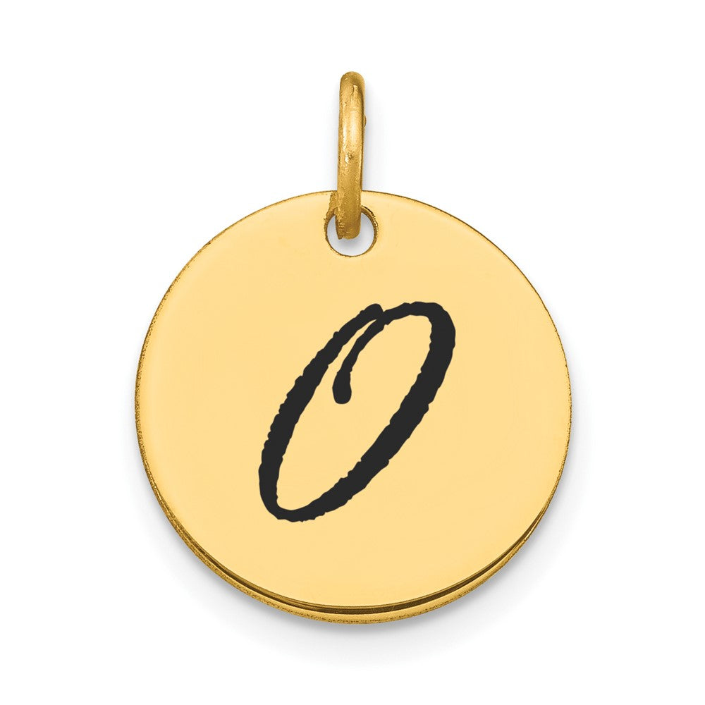 14k Polished Black Enamel Letter O Initial Disk Charm