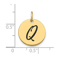 Load image into Gallery viewer, 14k Polished Black Enamel Letter Q Initial Disk Charm
