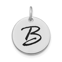 Load image into Gallery viewer, 14kw Polished Black Enamel Letter B Initial Disk Charm
