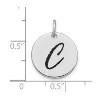 Load image into Gallery viewer, 14kw Polished Black Enamel Letter C Initial Disk Charm

