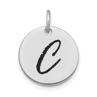 Load image into Gallery viewer, 14kw Polished Black Enamel Letter C Initial Disk Charm
