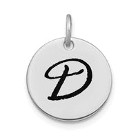 Load image into Gallery viewer, 14kw Polished Black Enamel Letter D Initial Disk Charm
